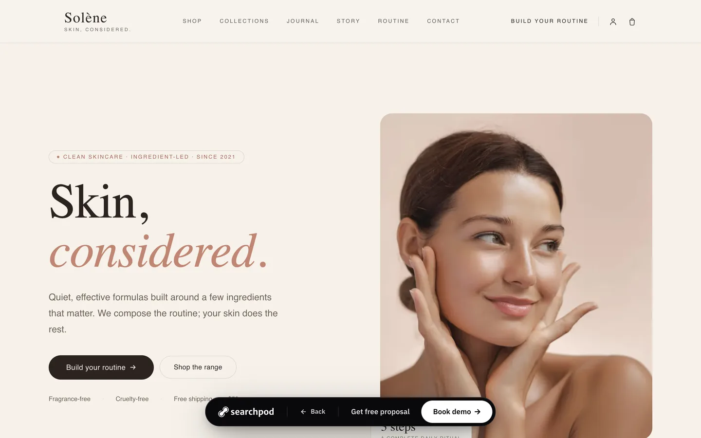 Solène — sample e-commerce website designed and built by SearchPod