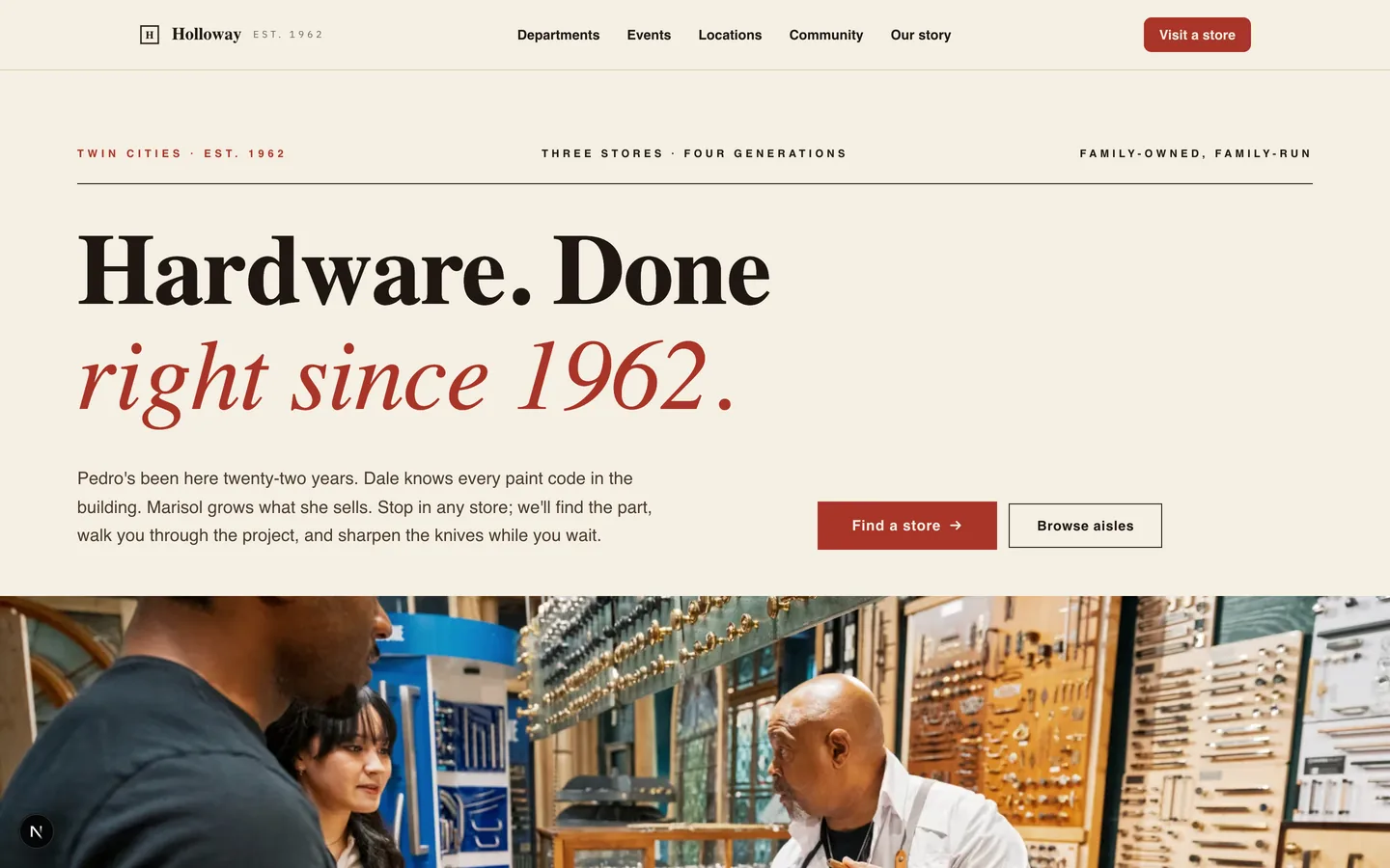 Local Business sample site preview — Holloway Hardware