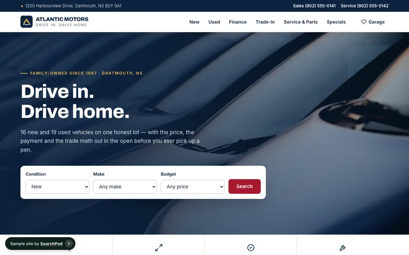 Atlantic Motors — homepage of the live sample site