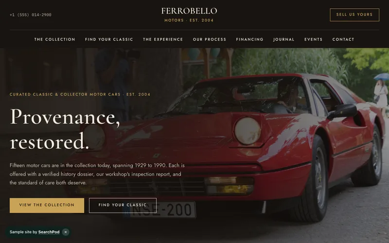 Ferrobello Motors — homepage of the live sample site