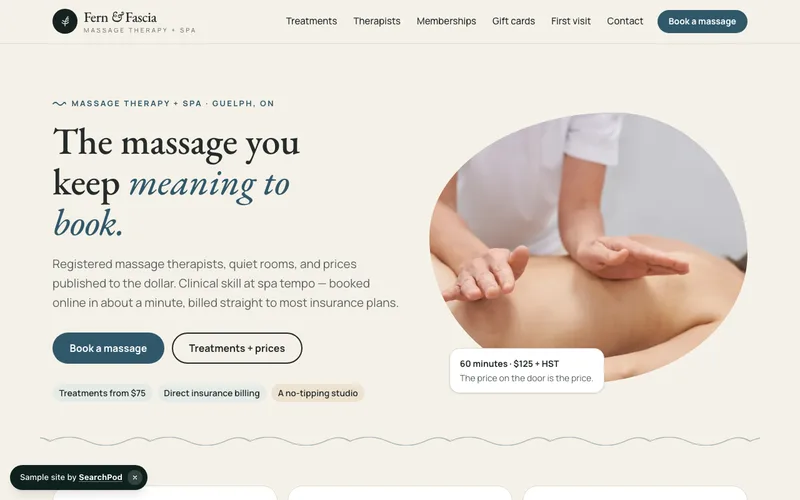 Fern & Fascia — homepage of the live sample site