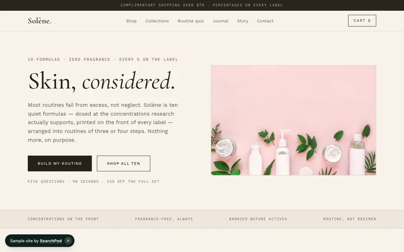 Solène — homepage of the live sample site
