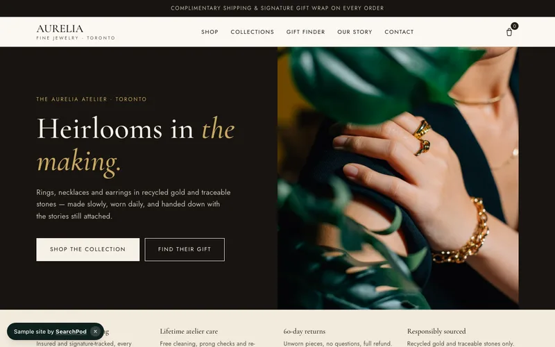 Aurelia — homepage of the live sample site