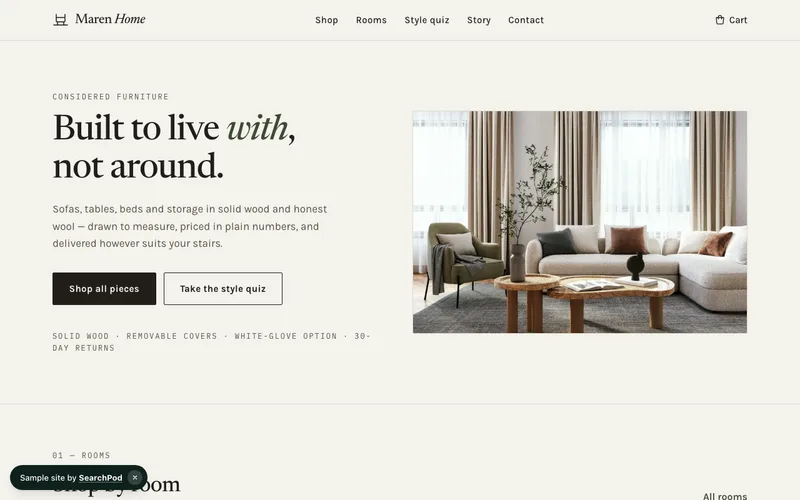 Maren Home — homepage of the live sample site