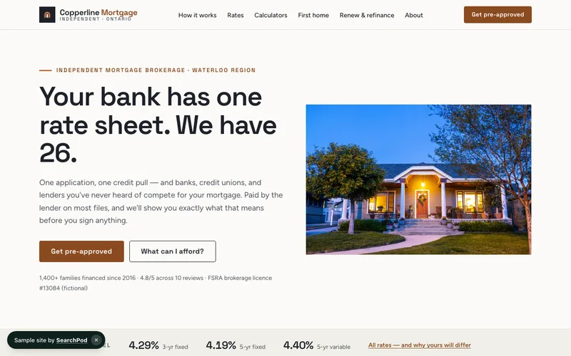 Copperline Mortgage — homepage of the live sample site