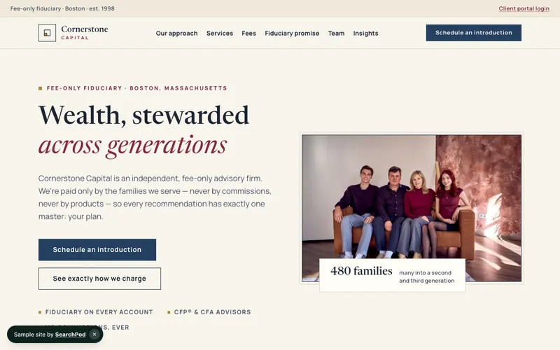 Cornerstone Capital — homepage of the live sample site