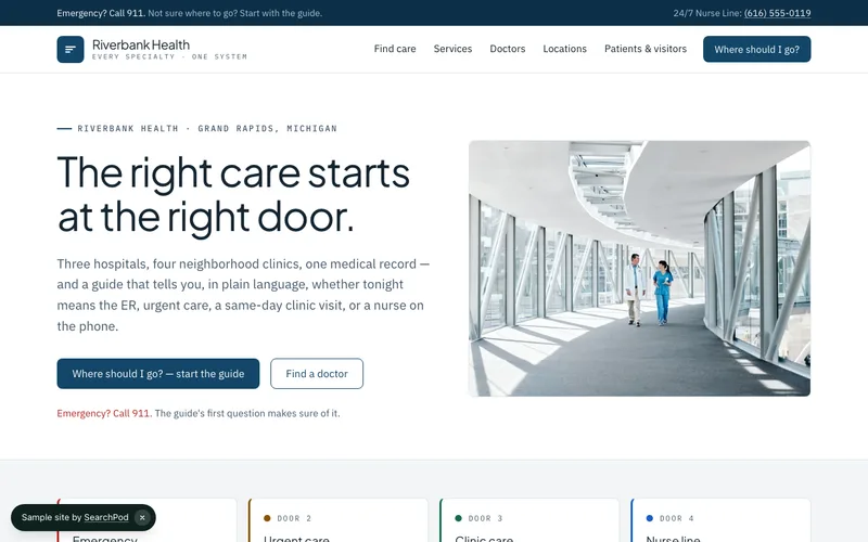 Riverbank Health — homepage of the live sample site