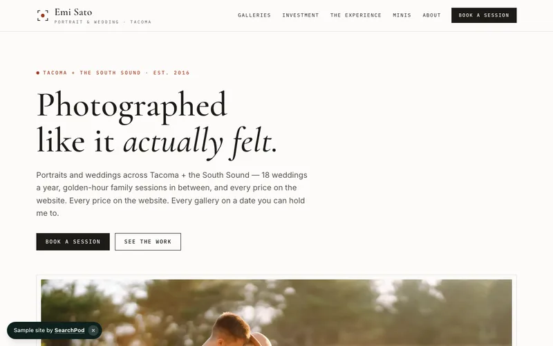 Emi Sato Photography — homepage of the live sample site