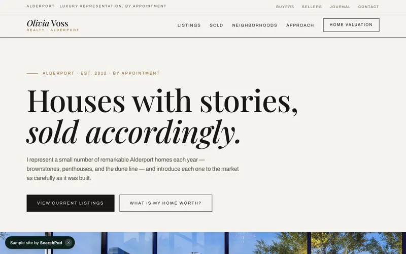 Olivia Voss Realty — homepage of the live sample site