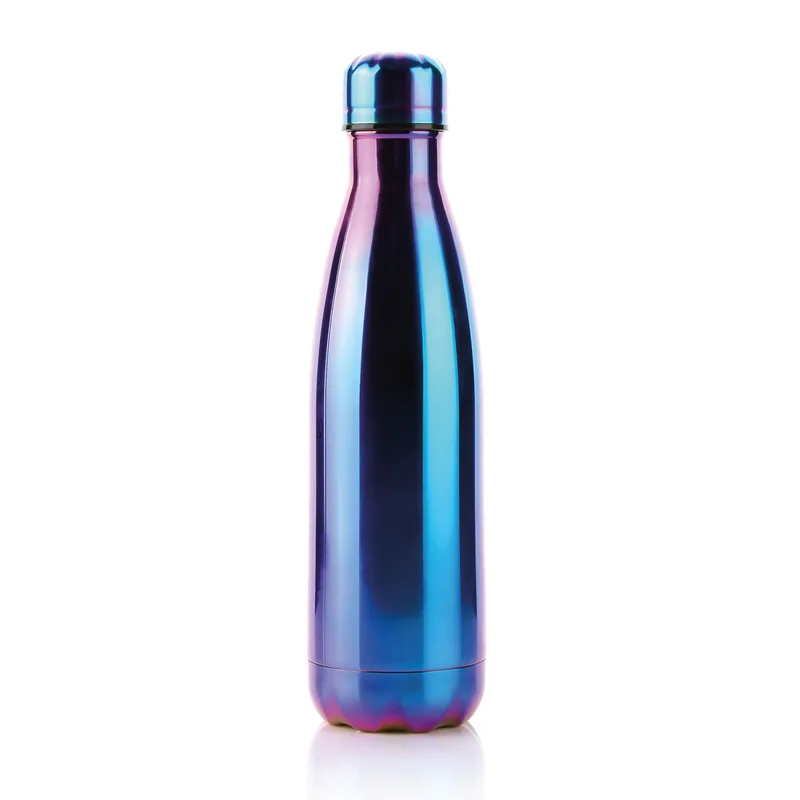 Prism 750 insulated steel bottle in the iridescent Aurora finish, shifting from violet to teal