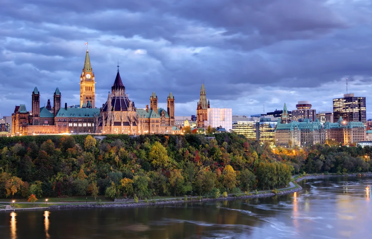 Parliament Hill and the Ottawa skyline from the river