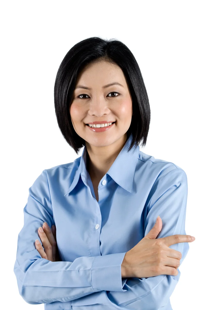 Hana Park, Cardinal's family-home specialist, arms folded in a sky-blue shirt